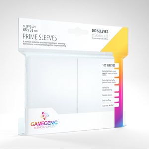 Prime Sleeves - 100 white standard-sized card sleeves pack 66 x 91 mm