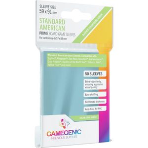 Gamegenic Prime Standard American-Sized Boardgame Sleeves 59x91 Mm Clear (50 Sleeves)