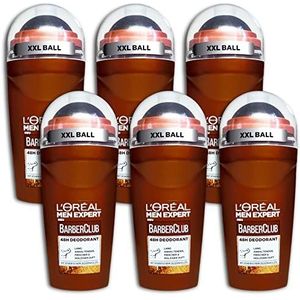 Set van 6 Men Expert Barber Club Roll-On deodorantset, 6 x 50 ml
