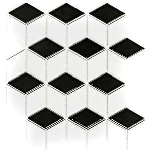 Mozaïek tegel keramiek 3D kubus wit zwart mat wandtegels badtegel MOS13-OV09