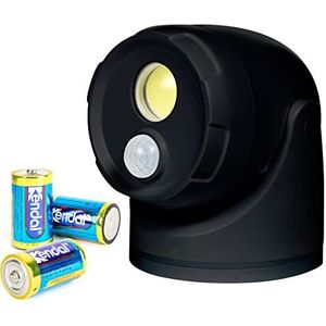 Northpoint LED batterij spot schijnwerper schijnwerper met bewegingsmelder en grondpen 5000K neutraal wit 450 lumen geïntegreerde timer incl. D-batterijen (zwart)