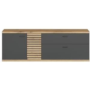 trendteam smart living - Lowboard televisiekast televisietafel - Wonen - Norris - Opbouwmaat (BxHxD) 157 x 55 x 42 cm - Kleur antraciet met Coast Evoke eiken - 230232084