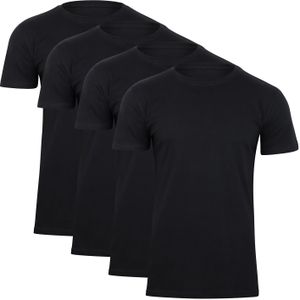Paolo Renzo® Rundhals T-Shirt 4 Stück - Größe XXL - Schwarz