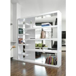 Kamerscherm - Hoogglans Wit - MDF - 4 Korte en 3 Lange Planken