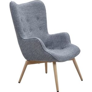SalesFever gestoffeerde fauteuil geweven stof | eiken houtlook metalen frame | B 80 x D 99 x H 92 cm | grijs - grijs Multi-materiaal 329962