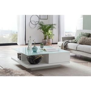 SalesFever salontafel vierkant | twee laden | MDF hout | B 100 x D 100 x H 36 cm | wit - wit Multi-materiaal 329986