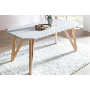 SalesFever eettafel Scandinavisch design | massief eiken frame | tafelblad MDF wit gelakt | 180x90x76 cm - wit Multi-materiaal 372395