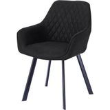 SalesFever gestoffeerde stoel set van 2 met armleuningen | hoes van microvezel | zwart metalen frame | ruitstiksel op rugleuning | antraciet - meerkleurig Multi-materiaal 389805