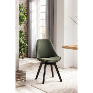 SalesFever Gestoffeerde stoel set van 2 | stoffen bekleding | beukenhouten frame zwart | honingraatsteek | B 49 x D 57 x H 84 cm | groen - groen Multi-materiaal 389850