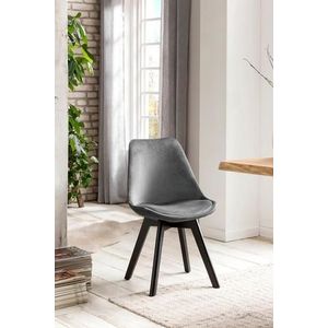SalesFever Gestoffeerde stoel set van 2 | fluweelachtige stof | zwart beukenhouten frame | honingraatstiksel | B 49 x D 57 x H 84 cm | grijs - grijs Multi-materiaal 389874