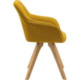 SalesFever gestoffeerde stoel set van 2 met armleuningen | stoffen bekleding | massief eikenhouten frame | ruitstiksel in de rugleuning | kerriegeel - geel Multi-materiaal 389911