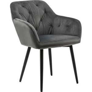 SalesFever Fauteuil | fluweelachtige hoes | metalen in hoogte verstelbaar frame | knoopsgat | B 61 x D 45 x H 85 cm | grijs - zwart - grijs Multi-materiaal 389966