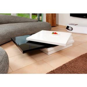 SalesFever salontafel rechthoekig | 360 graden draaibaar | MDF hout | B 120 x D 80 x H 30 cm | wit-zwart - meerkleurig Hout 398661