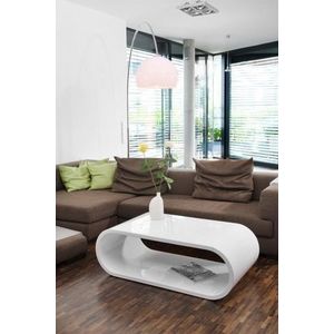 SalesFever salontafel rechthoekig | hoogglans gelakt | MDF hout | B 120 x D 60 x H 40 cm | wit - wit Hout 399576