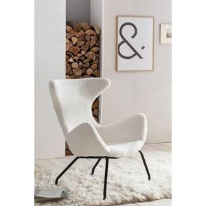 SalesFever Relaxfauteuil | hoes Teddybont | frame metaal zwart | B 77 x D 62 x H 95 cm | wit - wit Polyester 390450