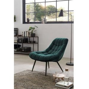 SalesFever Loungestoel met XXL-zitting | fluweelachtige stoffen bekleding | zwart metalen frame | weelderige quilting | B 76 x D 87 x H 86 cm | groen - groen Polyester 390542