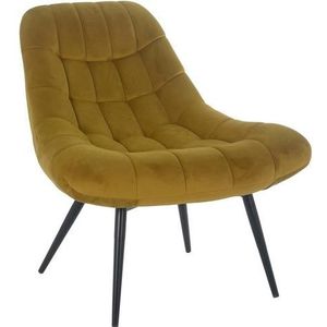 SalesFever loungestoel met XXL-zitting | fluweelachtige stoffen bekleding | zwart metalen frame | weelderige quilting | B 76 x D 87 x H 86 cm | geel - geel Polyester 390559