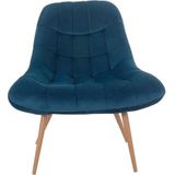 SalesFever loungestoel met XXL-zitting | bekleding stof in fluweellook | metalen frame in houtlook | weelderige quilting | blauw - blauw Polyester 390597