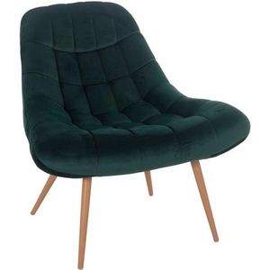 SalesFever loungestoel met XXL-zitting | bekleding stof in fluweellook | metalen frame in houtlook | weelderige quilting |  groen - groen Polyester 390603