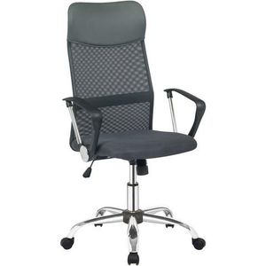 SalesFever bureaustoel met armleuningen | bekleding van stof en kunstleer | chromen frame | gaas - design | in hoogte verstelbaar | zwart - grijs Polyester 390917
