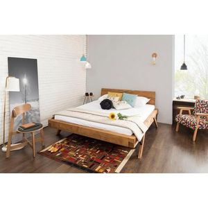 SalesFever Beam Bed 200 x 200 cm | vurenhout | massief hout | Y-poten met zwart | B 218 x D 218 x H 90 cm | naturel - beige Hout 390863