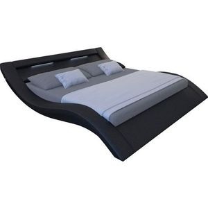 SalesFever Gestoffeerd bed 140 x 200 cm | LED verlichting | Bekleding kunstleer | B 176 x D 262 x H 69 cm | zwart - zwart Multi-materiaal 314937