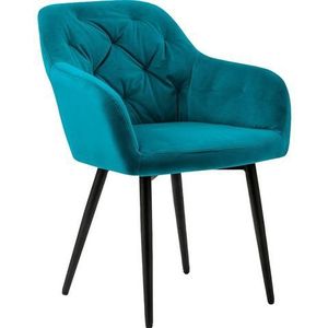 SalesFever Fauteuil | fluweelachtige hoes | metalen in hoogte verstelbaar frame | knoopsgat | B 61 x D 45 x H 85 cm | turquoise - zwart - blauw Textiel 393734