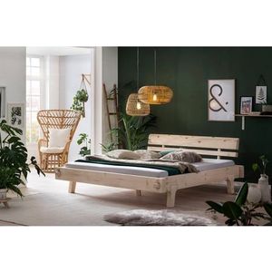 SalesFever Beam bed 200 x 200 cm | vurenhout | massief hout | B 224 x D 224 x H 78 cm | naturel - beige Hout 393789