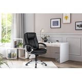 SalesFever Bureaustoel | Bekleding kunstleer | Onderstel metaal verchroomd | in hoogte verstelbaar | B 66 x D 74 x H 104 cm | zwart-zilver - meerkleurig Kunststof 394021