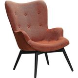 SalesFever gestoffeerde fauteuil | stoffen bekleding | zwart metalen frame | B 80 x D 99 x H 92 cm | koper - oranje Polyester 394090