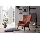 SalesFever gestoffeerde fauteuil | stoffen bekleding | zwart metalen frame | B 80 x D 99 x H 92 cm | koper - oranje Polyester 394090