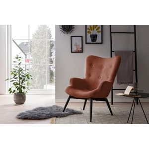 SalesFever gestoffeerde fauteuil | stoffen bekleding | zwart metalen frame | B 80 x D 99 x H 92 cm | koper - oranje Polyester 394090