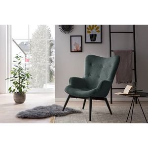 SalesFever gestoffeerde fauteuil | metalen frame met zwarte poedercoating | B 80 x D 99 x H 92 cm | dennengroen - groen Polyester 394106