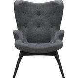 SalesFever fauteuil structuurstof | frame metaal zwart gepoedercoat | B 80 x D 99 x H 92 cm | donkergrijs - grijs Polyester 394113