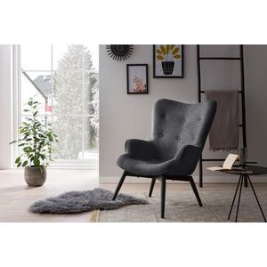 SalesFever fauteuil structuurstof | frame metaal zwart gepoedercoat | B 80 x D 99 x H 92 cm | donkergrijs - grijs Polyester 394113