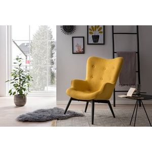 SalesFever fauteuil structuurstof | frame metaal zwart gepoedercoat | B 80 x D 99 x H 92 cm | geel - geel Polyester 394120