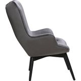 SalesFever fauteuil | fluwelen bekleding | zwart gepoedercoat metalen frame | B 80 x D 99 x H 92 cm | grijs - grijs Polyester 394137