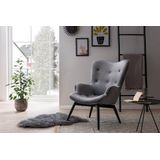 SalesFever fauteuil | fluwelen bekleding | zwart gepoedercoat metalen frame | B 80 x D 99 x H 92 cm | grijs - grijs Polyester 394137