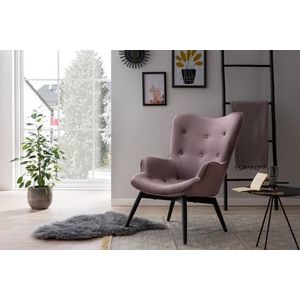 SalesFever Fauteuil | fluwelen hoes | zwart metalen frame met poedercoating | B 80 x D 99 x H 92 cm | roze - roze Polyester 394151