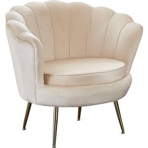 SalesFever Shell fauteuil | hoes fluwelen stof | frame metaal goudkleurig | B 78 x D 76 x H 78,5 cm | beige - beige Polyester 394168