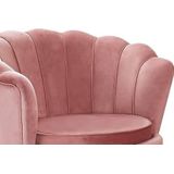 SalesFever Shell fauteuil | hoes fluwelen stof | frame metaal goudkleurig | B 78 x D 76 x H 78,5 cm | roze - roze Polyester 394182