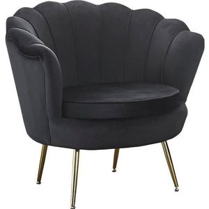 SalesFever Shell fauteuil | hoes velours stof | frame metaal goudkleurig | B 78 x D 76 x H 78,5 cm | zwart - zwart Polyester 394199