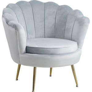 SalesFever Shell fauteuil | hoes velours stof | frame metaal goudkleurig | B 78 x D 76 x H 78,5 cm | lichtgrijs - grijs Polyester 394212
