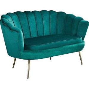 SalesFever Shell Sofa | hoes fluwelen stof | frame metaal goudkleurig | B 136 x D 77 x H 78 cm | groen - groen Polyester 394236
