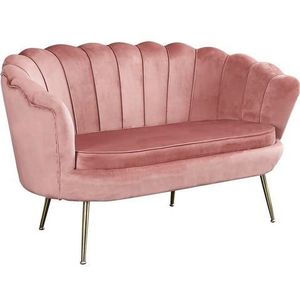 SalesFever schelp sofa | fluwelen stofhoes | goudkleurig metalen frame | B 136 x D 77 x H 78 cm | roze - roze Polyester 394243