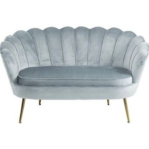 SalesFever schelp sofa | hoes fluwelen stof | onderstel metaal goudkleurig | B 136 x D 76 x H 78 cm | lichtgrijs - grijs Multi-materiaal 394274