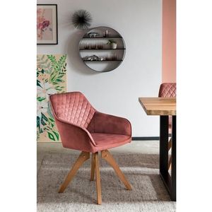 SalesFever Fauteuil | draaibaar | hoes Vintage Velvet-Velours | frame beukenhout | B 59 x D 61 x H 85 cm | rose-nature - roze Multi-materiaal 395233