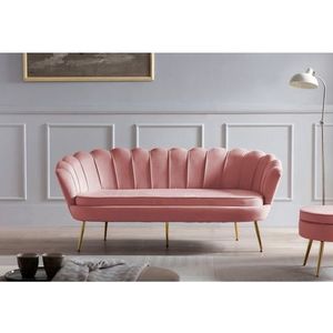 SalesFever Shell Sofa | 3-zits | hoes fluweel-stof rose | frame metaal goudkleurig | B 180 x D 76 x H 78 cm - roze Multi-materiaal 395295