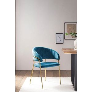 SalesFever Stoel | Fluweel | B 55 x D 50 x H 80 cm | Turquoise - blauw Multi-materiaal 395516
