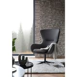 SalesFever Fauteuil met draaifunctie | bekleding textiel donkergrijs | frame metaal zwart | B 78 x D 82 x H 99 cm - grijs Textiel 395653